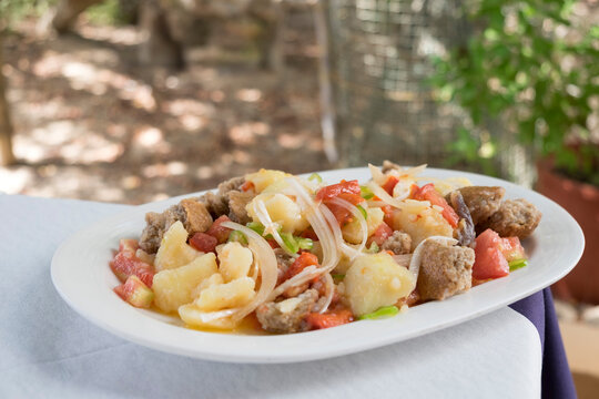 Ensalada pagesa de Formentera, restaurante Es Codol Foradat, Beach Club, Formentera, balearic islands, Spain