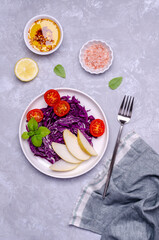 Salad fresh vegetables with pears