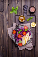 Salad fresh vegetables with pears