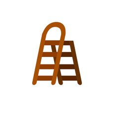 Stairs. Wooden ladder. Simple stairway for climbing up. Rural tool with steps. Flat illustration isolated on white background