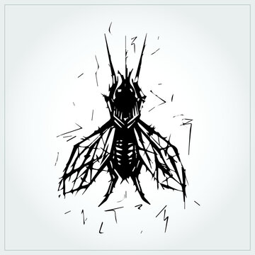Vector Silhouette Design of Fly. Isolated on white background.