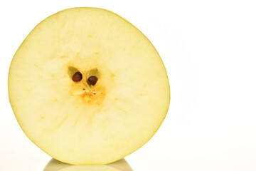 Naklejka na ściany i meble Yellow apples, close-up, on a white background.