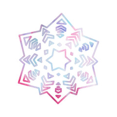 Hand drawn watercolor snowflakes Line Art illustration
