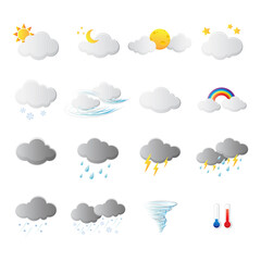 Weather icons, sign, symbol, meteorology icons, weather forecast icons with white background. vector illustration.