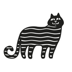 Funny cats set. Black cats silhouette collections. Cartoon style.