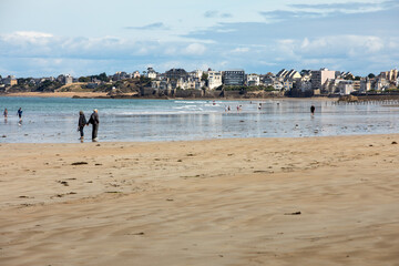 Main beach of the famous resort town Saint Malo in Brittany, France