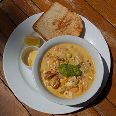 Seafood Chowder in Nelson,Tasman Region on South Island of New Zealand

