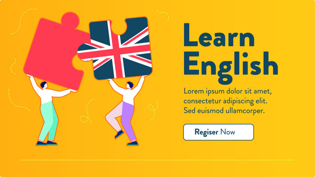 English Learning Concept Design With Characters.