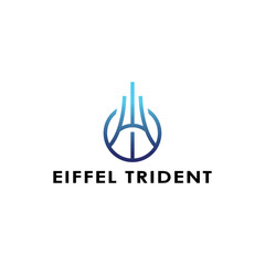 eiffel trident logo design vector illustration