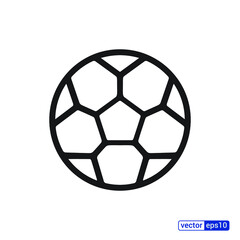 Soccer ball icon. Flat vector illustration in black on white background. EPS 10.