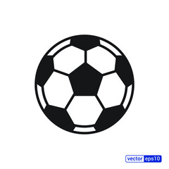 Soccer ball icon. Flat vector illustration in black on white background. EPS 10.