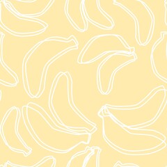 Obraz premium Linear banana fruit seamless pattern with linear fruit silhouette for wallpaper, shop banner background or textile print.