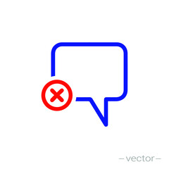Naklejka premium Delete chat icon. Vector illustration. EPS 10.