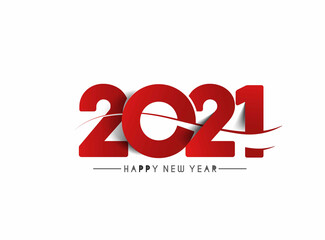 Happy New Year 2021 Text Typography Design Patter, Vector illustration.