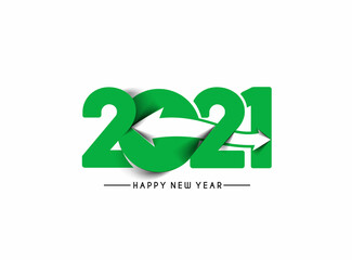 Happy New Year 2021 Text Typography Design Patter, Vector illustration.