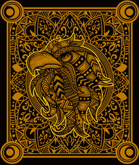 Eagle head  mandala style with sacred geometry pattern-vector retro illustration.