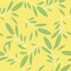Green leaves vector seamless pattern