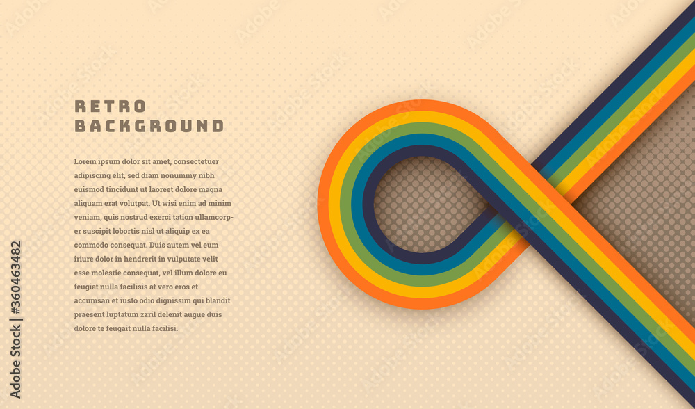 Poster simple style retro background design with rounded striped element in color. vector illustration.