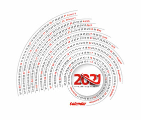 Happy new year 2021 Calendar - New Year Holiday design elements for holiday cards, calendar banner poster for decorations, Vector Illustration Background.