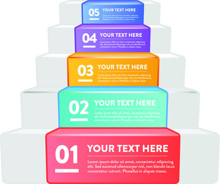 Infographic stairs design with numbered steps and your text.