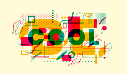 Colorful typographic abstraction in geometric style with caption 