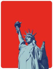 Retro engraving of lady liberty illustration isolated on red BG