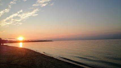 The sunset of the lake