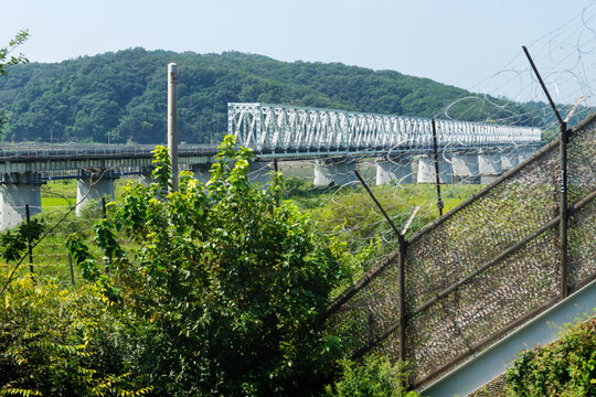 Freedom bridge connecting South and North Korea at the DMZ, Gyeonggi, Republic of Korea