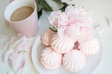 Breakfast with coffee peony