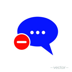 Naklejka premium Delete chat icon. Vector illustration. EPS 10.