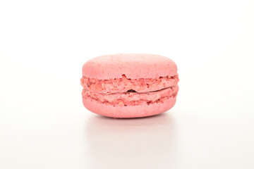 Tasty multi-colored, sweet macaroons, on a white background.