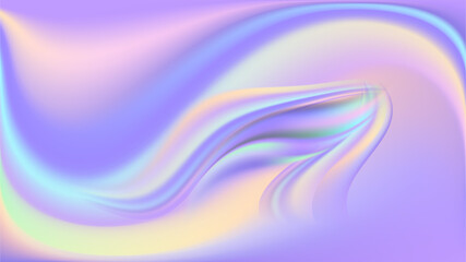 Rainbow wavy swirl background. Holographic colorful waves, pastel color flow. Abstract magic vector illustration