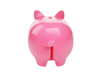 Pink shiny piggy bank isolated on white background. 3d rendering,