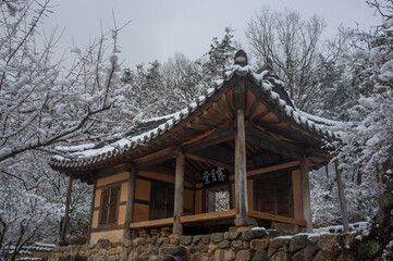 Fototapeta na wymiar 눈이 쌓인 대한민국 전통 가옥