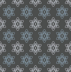 Retro vintage Chinese traditional pattern seamless background spiral curve cross star frame chain flower outline