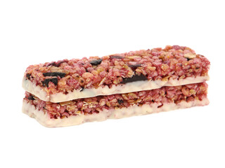 Muesli Cereal bar with white chocolate glaze	