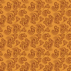 Stoff pro Meter Retro Vintage chinesisches traditionelles Muster nahtloser Hintergrund braun Spiralkurve Kreuz abstrakter Rauch © BabyQ