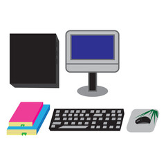 computer set color icon illustration of a vector design