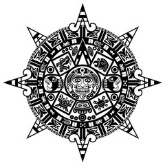 Mayan calendar on white background. Ancient Maya Civilization. Stylized Vector Calendar.