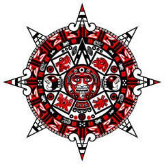 Mayan calendar on white background. Ancient Maya Civilization. Stylized Vector Calendar.