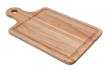 Wooden cutting board isolated on white 	