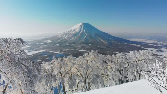 Aerial view of the Niseko volcano in Hokkaido, Japan