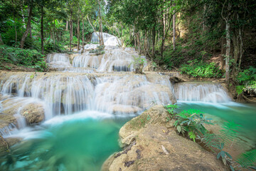 Huay Mae Khamin waterfall in tropical forest, Thailand	