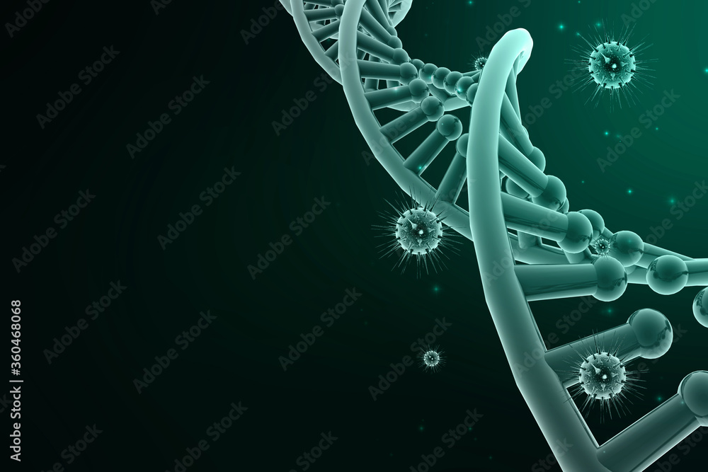 Poster 3d render of dna structure, abstract background