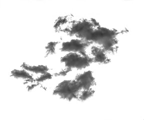 Black smoke isolated on a white background