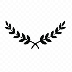 Symbol of victory, Branches of olives, laurel, wreath, awards, roman, victory, crown, winner, ornate flat silhouette object for design isolate on white background.