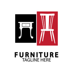Abstract furniture logo design concept. Symbol and icon of chairs  sofas  tables  and home furnishings.