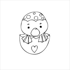 Black and white image of a duckling. emblem or logo design.
