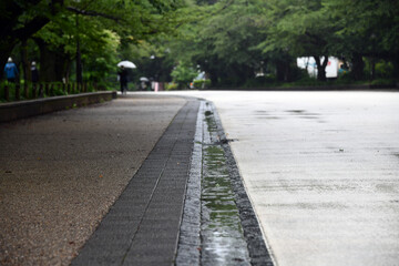 雨の石畳
