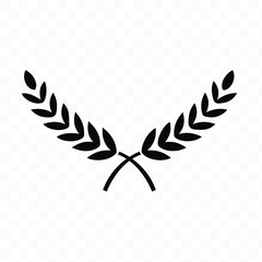 Symbol of victory, Branches of olives, laurel, wreath, awards, roman, victory, crown, winner, ornate flat silhouette object for design isolate on white background.